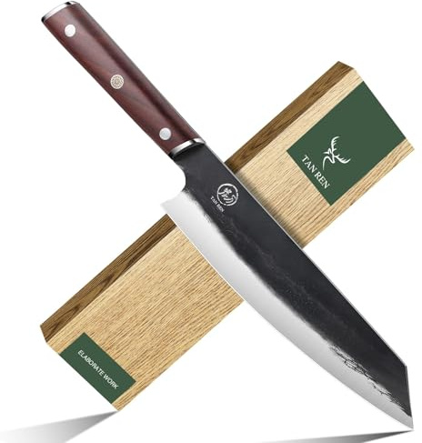 TAN REN Küchenmesser Scharf, 33 CM Kochmesser Profi Messer aus Carbon Edelstahl, Chefmesser Professionell, Sushi Küchen Messer für Haus/Restaurant