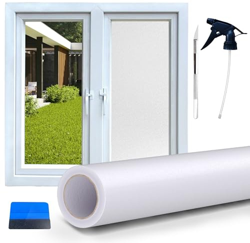 Fensterfolie Sichtschutz Selbstklebend 120 x200 cm– Milchglasfolie Fenster Blickdicht für Bad & Küche – Fensterfolie Selbsthaftend ohne Kleber, Klebefolie für Sichtschutz Fenster