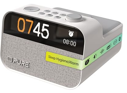 Pure Moment Charge – Radiowecker mit Wireless-Ladepad, DAB+/FM, Bluetooth, natürlichen Klängen, White Noise & Wake-up Light – Perfekt für Schlafzimmer & Büro, Cotton Weiß