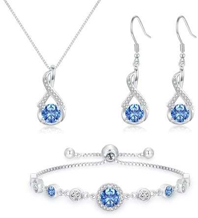 Cangall Silber Schmuck Set Damen, 925 Sterling Silber Halskette & Ohrringe & Armband Set mit AAAAA Cubic Zirkonia, Unendlichkeit Silberschmuck Damen 925 Hochzeitstag Liebesgeschenk für Braut Frauen
