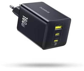 Baseus Enerfill USB C Ladegerät 100W, 3-Ports USB C Netzteil, PD Ladegerät mit PPS, GaN Schnellladegerät kompatibel mit MacBook Pro/Air, iPad, Laptop, iPhone 17/16/15/14, Galaxy S25, Pixel, Schwarz