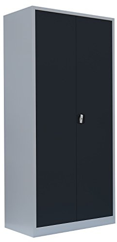 Lüllmann Flügeltürenschrank anthrazit 195x92x50cm (HxBxT) komplett montiert | Metallschrank, abschließbar, Lagerschrank, Aktenschrank, Büroschrank, Werkzeugschrank