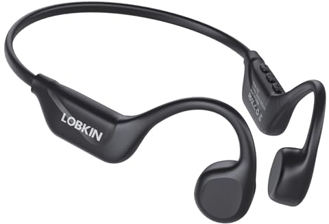 LOBKIN Knochenschall Kopfhörer Bluetooth,Open Ear Kopfhörer Kabellos 5.4 Bone Conduction Headphones,wasserdichte Schweißfeste Sportkopfhörer Kopfhörer für Fitness Radfahren Fahren Laufen
