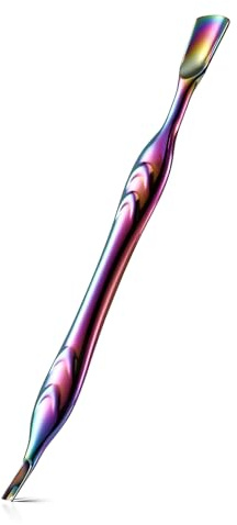 FERYES Nagelhautschieber mit Gabel, 2-in-1 Nagelhautschneider Nagelpflege-Werkzeug, Edelstahl Nagelhautentferner Werkzeug für Maniküre und Pediküre, Regenbogen