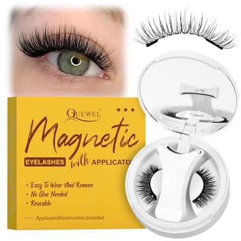 QUEWEL magnetische-Wimpern natürlicher Look, tragbare Magnet-Wimpern mit Applikator, verbesserte Wimpern-Magnetisch angenehmer und passender zu tragen, einfach anzubringen und zu entfernen (NZ-A2)