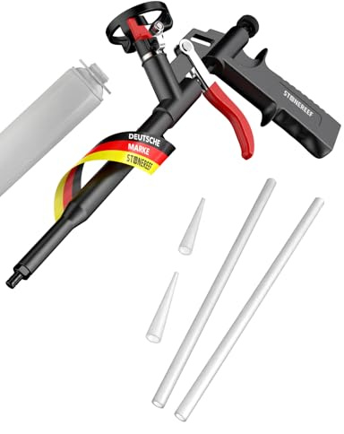 PU Schaumpistole - Teflonbeschichtete Dosierpistole aus Metall | Ergonomischer Griff für Präzises Auftragen von Bauschaum und Montageschaum | Profi-Werkzeug für Abdichten, Füllen und Dämmen