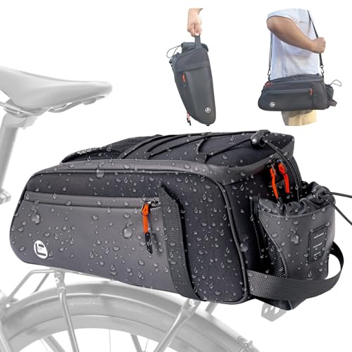 NDakter 3in1 Fahrradtasche für Gepäckträger, 10L wasserdichte & Reflektierend Fahrrad Taschen Hinten Gepäckträger, Fahrrad Gepäckträgertasche mit Schultergurt & Tragegriff