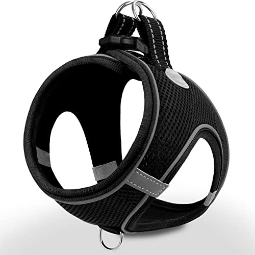 Joytale Hundegeschirr, Reflektierend Weich Gepolstert Hunde Geschirr, Air-Mesh Atmungsaktiv Brustgeschirr für Kleine Mittelgroße Hunde, L, Schwarz
