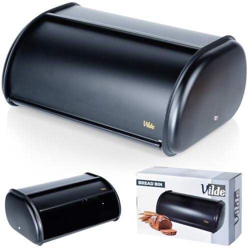 Vilde - Brotkasten metall - Brotbox- Brotbehälter aus Stahl - Bread box - Brot aufbewahrungsbox - schwarz - 43x27,5x18,5 cm