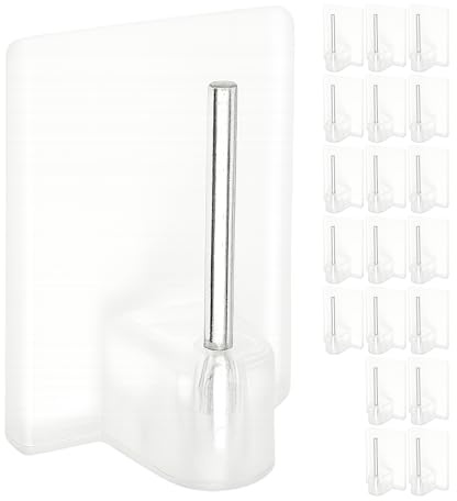 Gardinenstangen Klebehaken, 20 Stück, in Transparent, selbstklebende Haken mit 24 x 16 mm, für Fensterrahmen, Glas, Fliese, Tür, Vorhanghaken Stange, Gardinenhalter Fenster, Vitrastange Fensterhaken
