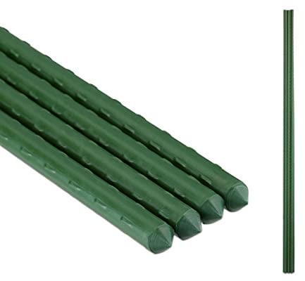 Relaxdays Pflanzstäbe, 10er Set, 90 cm, Ø 10 mm, grün | kunststoffummantelter Stahl, Rankhilfe für Pflanzen, Rankstäbe