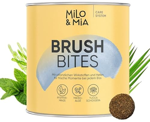 Milo & Mia - Dentalsnack für Hunde - Hundeleckerlis gegen Mundgeruch - Wohlschmeckend und hochbekömmlich - Hunde Zahnpflegesnack mit Pfefferminze und Yucca Shidigera gegen unangenehme Gerüche (300g)