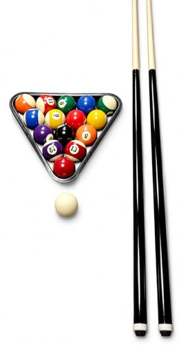 John West Billard Einsteiger Set mit 2 Queues, Pool Billardkugeln 57 mm und Triangel, komplettes Poolbillard Set für Anfänger, Freizeit und Hobbyraum