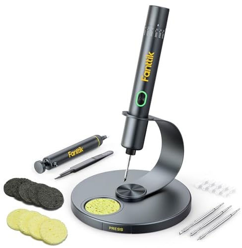 Fanttik T1 Max Präzisions Lötkolben Set, 7 Sek. schnelles Aufheizen，6 Temperatur Einstellbar 200~450 ℃, 4 Lötspitzen (C210), 360° drehbarer Ständer, Lötkolben für Reparaturen