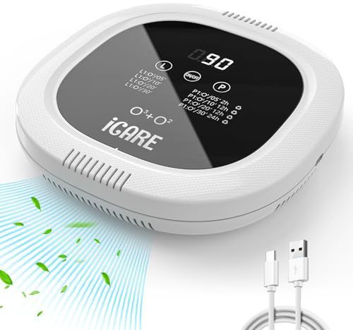 Ozongenerator, 10000mAh Wiederaufladbar Tragbarer Ozon Generator Schnurloser Geruchsbeseitiger Luftreiniger Ozongenerator Geruchskiller für Badezimmer, Küche, Rauch, Autos, Haustiere, Jagd
