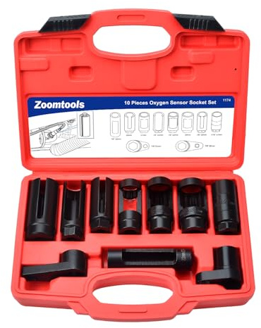 Zoomtools 10tlg Lambdasonden Schlüssel Lambdasonde Nuss Steckschlüssel Werkzeug Lambdasonden-Einsatz lambdasonde werkzeug (10pièces)