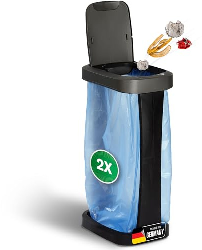 Novaliv 2X Müllsackständer mit Deckel für 70L-120L Müllsäcke, extra Robust & Fester Stand Outdoor geeignet, gelber Sack Müllständer Gelbersack-Halter Müll Abfall Ständer Holder Mülltonne