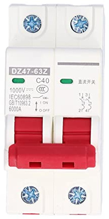 DC Trennschalter PV Sicherungsautomat DZ47-63Z C40 2-polig 40A 1000V, Leitungsschutzschalter für Solaranlage und Photovoltaik, DIN-Schiene, 6000A Ausschaltvermögen