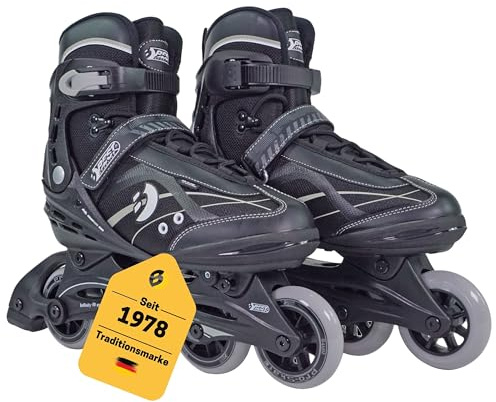 Best Sporting Inline Skates Erwachsene & Jugendliche I Rollschuhe Erwachsene I Breitenverstellung bis 6 mm I robuste Inliner mit Bremse I schwarz I Rollerskates Schuhe I Inliner mit 4 Rollen