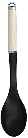 KitchenAid Kochlöffel, Hitzeresistent, Antihaftbeschichtung, Kochutensil zum Übergießen – Almond Creme aus Edelstahl - 34cm