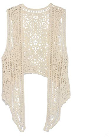 Berax Damen Bluse Lace Häkel Tops Weste Baumwolle Cardigan Hippie Häkeln Hohl Spitze Irregular Boho Weste Bluse