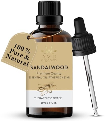 AVD ORGANICS Ätherisches Sandelholzöl 30 ml | 100% rein & natürlich | Sandelholzöl therapeutische Qualität für Haut, Diffusor, Aromatherapie & Klarheit | 1 fl. oz.