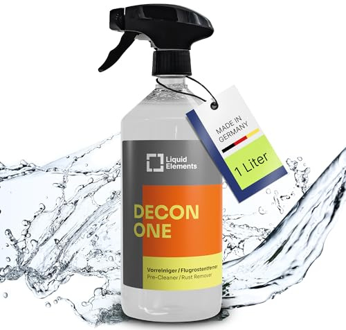 Liquid Elements – Decon One Flugrostentferner Auto & Vorreiniger 1L – Starke, säurefreie Reinigungsformel – Materialschonend & pH-neutral – Entfernt Öl, Teer, Flugrost & Schlamm – Made in Germany