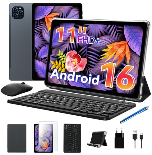 Zenva T90 Android 16 Tablet mit Tastatur und Stift - Tablet 11 Zoll, 1920x1200 FHD+, 24GB RAM+128GB ROM/2TB TF, Octa-Core, 8000mAh, 13MP+5MP, Widevine L1, Gemini AI, Face ID, GPS (4J Garantie)