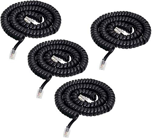 SHONCO Telefonkabel, RJ9 (4P4C) Telefonhörer Spiralkabel,Telefonkabel Kabel für Festnetz-Telefon des Home Office(4Pack 2.5m)