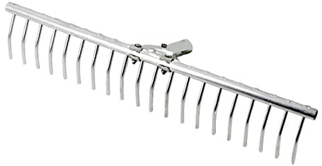 Rasenrechen aus Aluminium - 20 Zinken, 61,5 cm Breite, ohne Stiel | Vielseitiger Laubrechen und Gartenharke - Ideal für Saatgut, Pflanzenreste, Steine und Heu - mit Grasfangvorrichtung