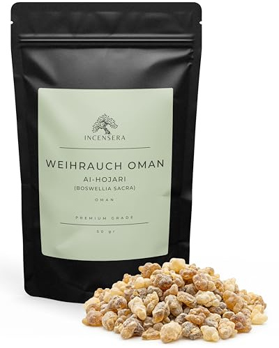 Incensera Weihrauch Oman 50 g - Baumharz zum Räuchern & Ausräuchern negativer Energie, Hochwertiges Räucherwerk, Harz & Frankincense, Perfekt für Hausreinigung