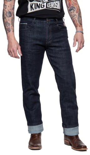King Kerosin Jeans Herren, Jeans Herren Stretch Straight Fit Vintage | 5-Pocket Selvedge Jeans aus Baumwolle mit Stretch-Komfort