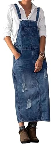 loveimgs Damen Women Distressed Denim Overall Dress Casual (1er Pack)