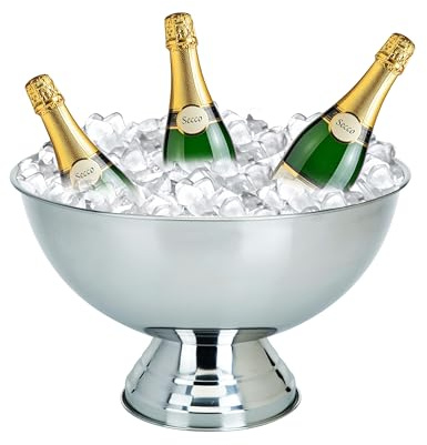mucHome XXL Champagnerschale aus Edelstahl ⌀40cm Sektkühler Schale Getränke Champagner Wein Sekt Kühler