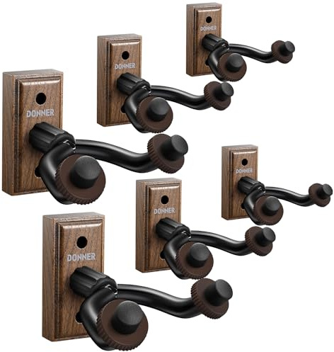 Donner Gitarrenhalterung Wand, Gitarrenhalter für Die Wand, Gitarren Wandaufhänger 6 Stück für Akustikgitarre, klassische Gitarre, E-Gitarre, Bass, Ukulele