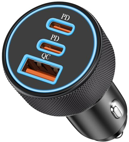 67W Zigarettenanzünder USB C, 3-Port Auto Ladegerät Kfz 12V USB Adapter | USBC Autoladegerät, PD&QC3.0 Car Charger Zubehör Schnellladegerät für iPhone 17 16 15 14 13 12, Samsung, Pixel, Xiaomi