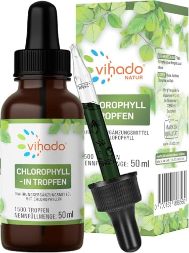 Vihado flüssige Chlorophyll Tropfen aus reinem Alfalfa - mit Quellwasser ohne Zusatzstoffe, 50 ml (1.500 Tropfen)