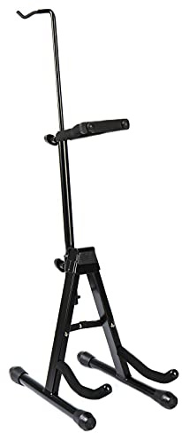 MUSICSTORE A-Frame, Violinenständer, Faltbares Stativ, Für Violine Viola Ukulele, Höhenverstellbar, Abnehmbarer Halterungshaken, Schaumstoffpolsterung, Schwarz
