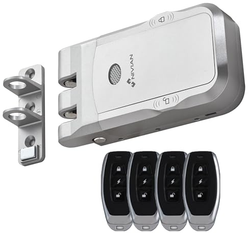 NIVIAN Unsichtbares elektronisches Türschloss mit Fernbedienung – Kabelloses, batteriebetriebenes Sicherheitsschloss mit Doppelmotor, Vandalenschutz & Innen-Touch-Öffnung – Keine App nötig