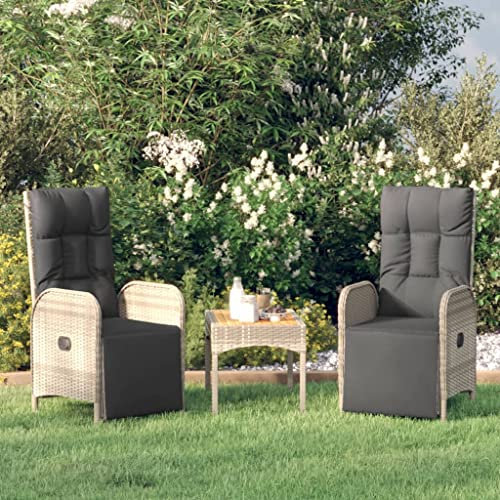 Garten-Relaxsessel mit Kissen 2 STK. Poly Rattan Grau.de