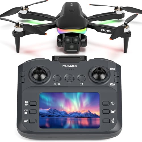 Drohne mit 4K Kamera für Adult RGB LED Licht,LCD Bildschirm FPV Drohne für Beginner 90° Elektrisch Verstellbares Objektiv,Gestensteuerung Headless Modus,Tragbar optische Flusspositionierung,3D Flips