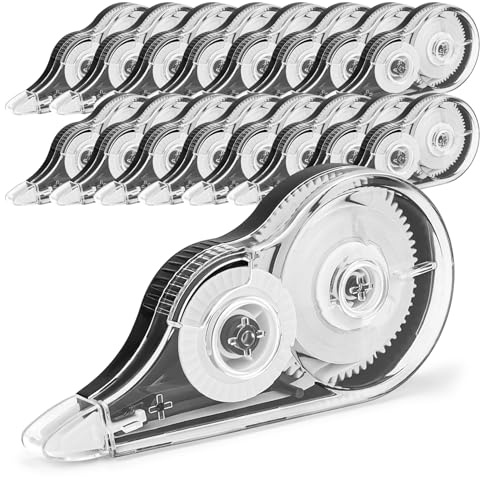 JEFURE 16 Stück Korrekturroller Set, 12m x 5mm Korrekturmaus, Korrekturband mit Schutzkappe und Kleberoller, Klebemaus für Büro, Schuler und Zuhause (Weiß)