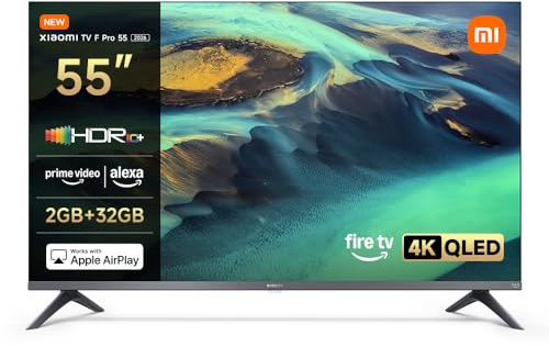 Xiaomi TV F Pro 55 (140 cm), 4K UHD QLED, Smart TV, Fire OS8, HDR10+, MEMC | Triple Tuner DVB-C/S/S2/T/T2, 60Hz with 120Hz Game Boost Mode, Voice Control with Alexa, 2GB + 32GB