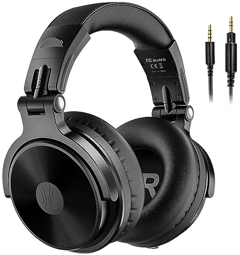 OneOdio Bluetooth Kopfhörer Over Ear,110 Std Spielzeit Kopfhörer Kabellos Bluetooth, HiFi Stereo, Eingebautes Mikrofon, Faltbares Wireless Headphones mit 50mm Treiber für Handy/Laptops/PC,Schwarz