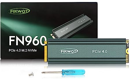 Fikwot FN960 4TB M.2 2280 PCIe Gen4 x4 NVMe 1.4 Internes Solid State Drive mit Kühlkörper – Bis zu 5000 MB/s, Dynamischer SLC Cache, Kompatible PS5 Interne SSD