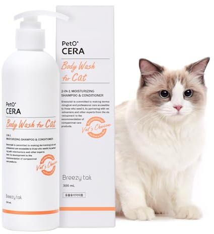 PetO'Cera Katzenshampoo | Hypoallergenes Haut- und Fellpflege-Körperwaschgel für Katzen|Linderung von Juckreiz, feuchtigkeitsspendend und verjüngend|Vom Tierarzt zugelassenes und formuliertes| 10,1 oz