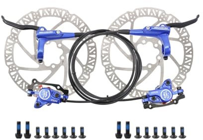 FukkeR Fahrrad Hydraulische Scheibenbremse Set Vorne Hinten 800mm/1400mm MTB Öldruckbremse Aluminiumlegierung Mit is/PM Caliper Adapter Und 160mm Rotoren (Color : Blauw, Size : F: 800mm/R: 1400MM)