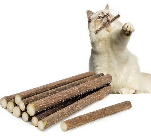 Vunpok 10 Stück Katzenminze Sticks, Katzenminze Spielzeug, Kauholz für Katzen, Gegen Mundgeruch, Kauspielzeug für Zahnpflege und gesunde Kaugewohnheiten