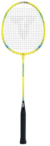 Talbot Torro Badmintonschläger Attacker, Federballschläger für Einsteiger aus gehärtetem Stahl mit klassischer Kopfform, Farbe: Gelb-Blau, 429806