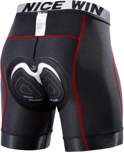 NICEWIN Radunterhose Herren mit Sitzpolster Radlerhose Unterwäsche 4D Gepolsterte Fahrradhose Kurz Atmungsaktive schnelltrocknende stoßfeste Herren Fahrrad Unterhose